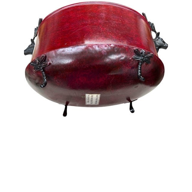 Late 20th Century Vintage Stag Deer Handle Footed Cachepot For Sale - Image 5 of 6