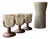 Vintage Brutalist Barware Set with Hand-Molded Capa Carafe and Vessels with Copper Bases, Set of 4 For Sale