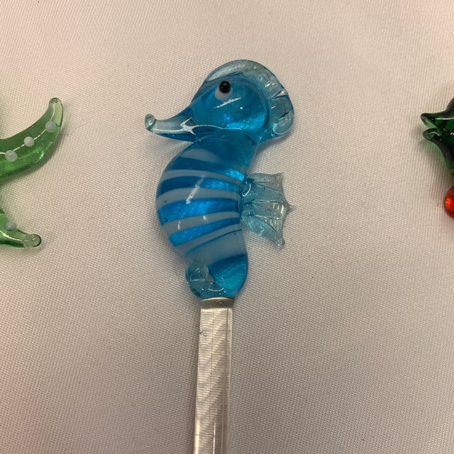Vintage Coastal Nautical Sea Life Cocktail Stirrers Swizzler Sticks Set of 6 For Sale In Chicago - Image 6 of 9
