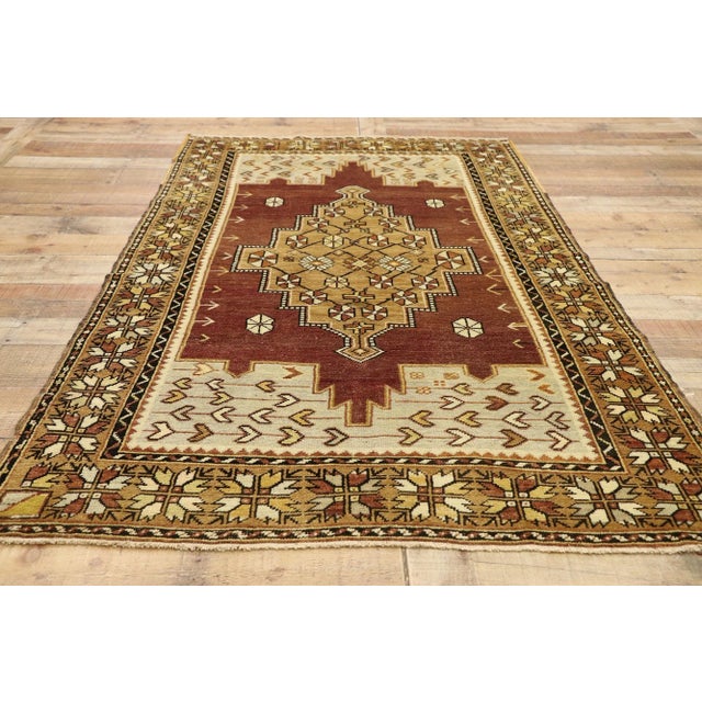 Textile Vintage Turkish Oushak Rug with Modern Style - 03'10 x 06'11 For Sale - Image 7 of 10