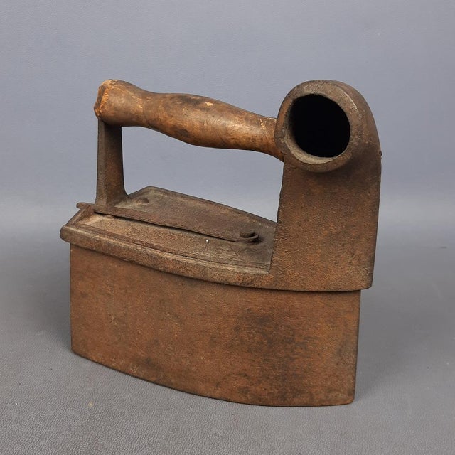 Antique French Coal Iron and Wooden Handle For Sale - Image 14 of 14