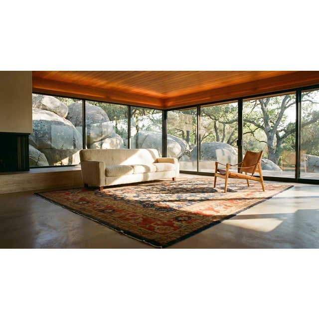 Navy Blue Decorative and Delightful of Perfect Combination Color Antique Persian Sultanabad Rug For Sale - Image 8 of 10