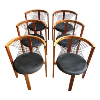 Niels Jorgen String Dining Chairs Set of 6 Danish Modern For Sale