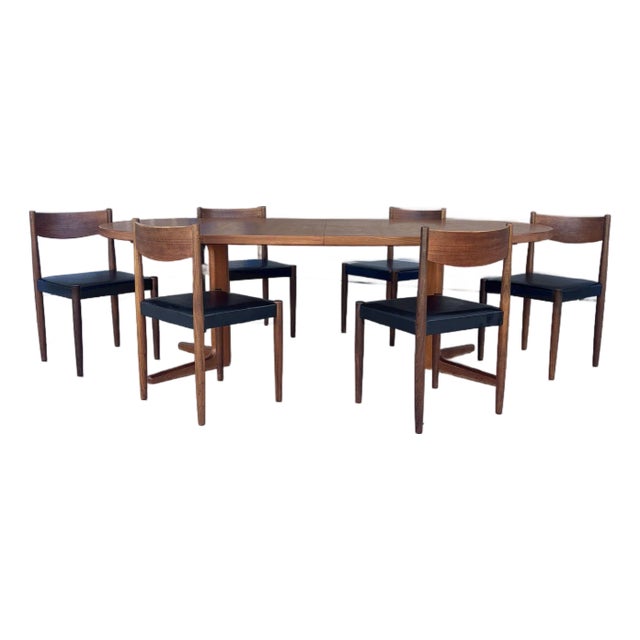 1960s Danish Modern Teak Dining Set of 7 For Sale