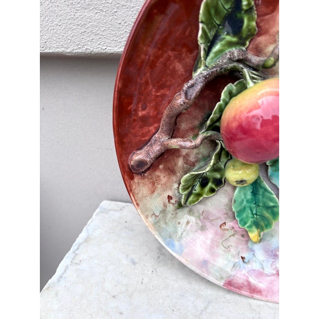 Late 19th Century 19th Century French Majolica Apples Fives Lille Platter For Sale - Image 5 of 6