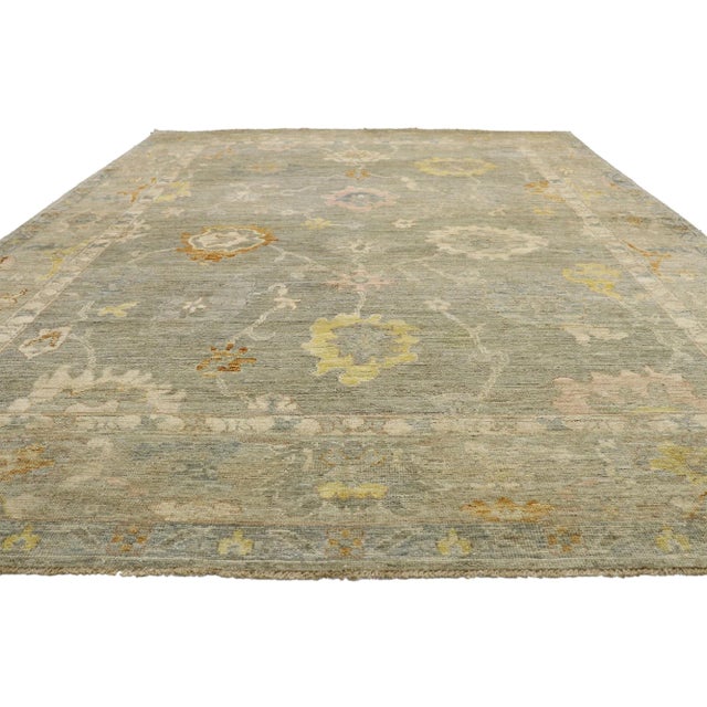 80524 Modern Vintage Oushak Rug, 09'03 x 12'03. Highly stylish yet tastefully casual, this vintage modern Oushak area rug...
