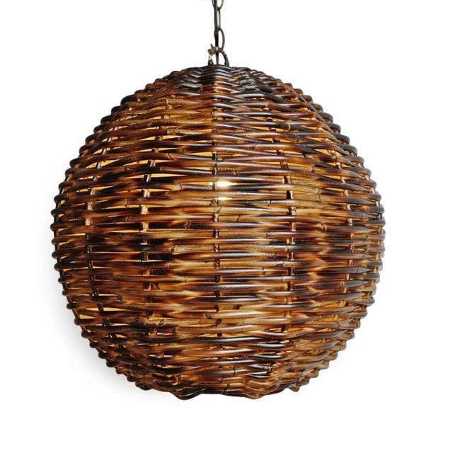 Hand woven bamboo / rattan globe lantern with burnt antiqued finish. Beautiful for indoors or in the garden. Especially...