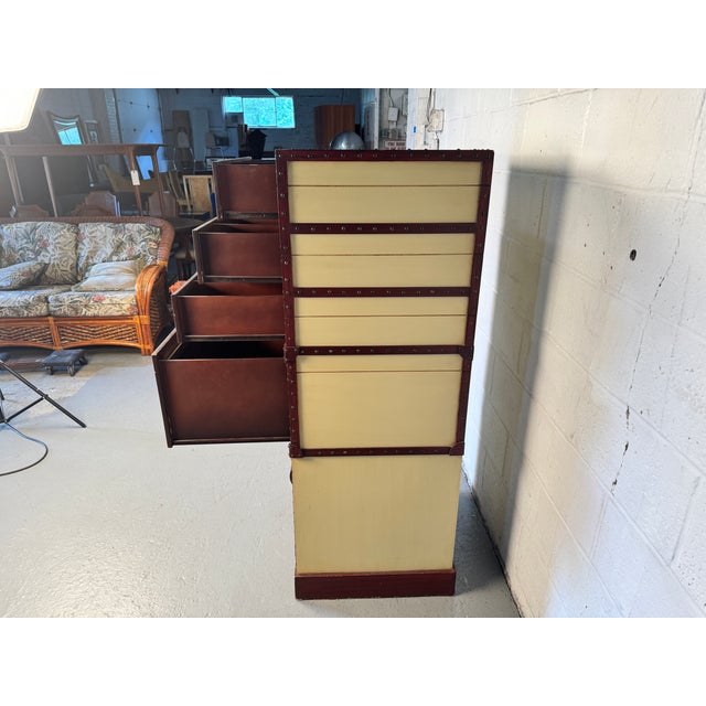 Wood Mid 20th Century Vintage Steamer Trunk Dresser For Sale - Image 7 of 9