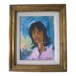 Abstract MidCentury Portrait Woman, Signed For Sale