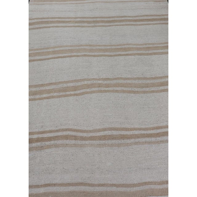 Vintage Turkish Kilim Gallery Runner in Beige & Cream Striped Design 3'10 X 10'4 For Sale - Image 4 of 12