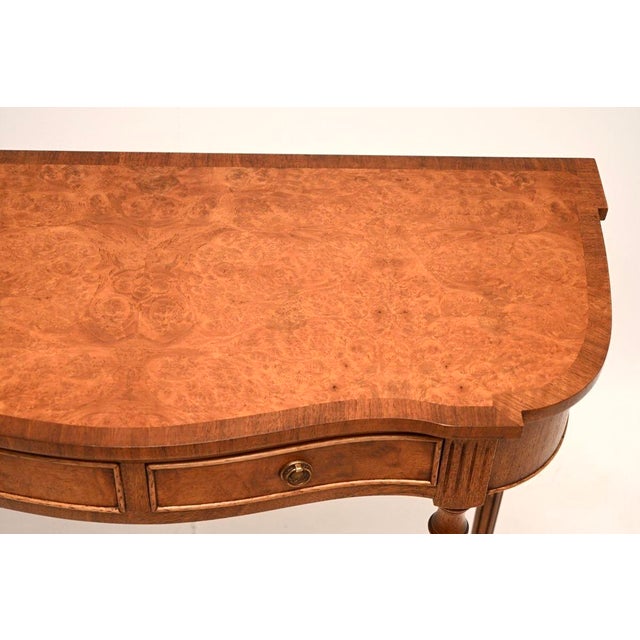 Antique Regency Style Burr Walnut Console Table, 1950 For Sale - Image 6 of 10