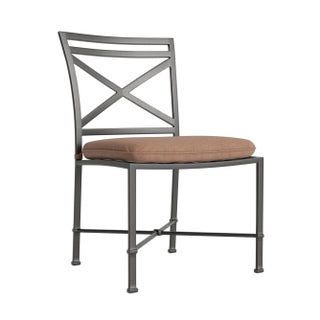 Brown Jordan Venetian Side Chair, Textured Pewter frame with Fusion Clay fabric For Sale