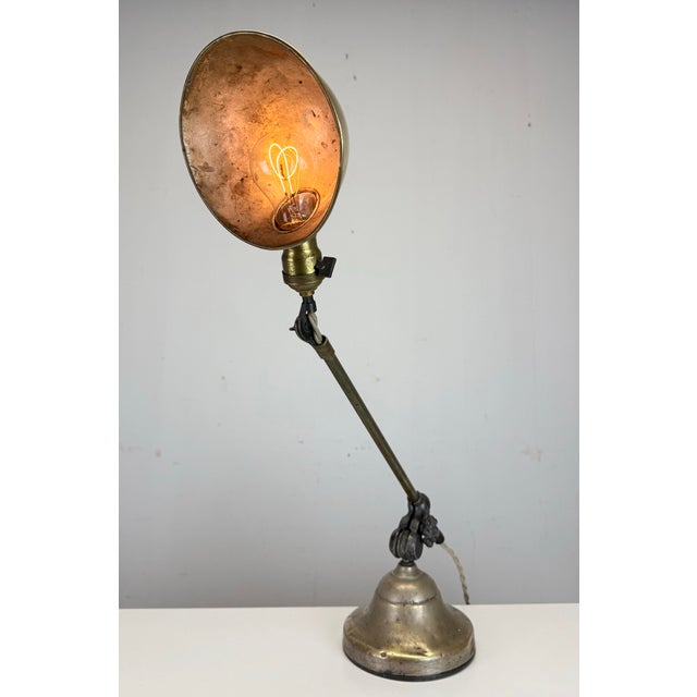 1920’s Antique O. C. White Industrial Adjustable Desk Lamp Brass & Steel For Sale - Image 10 of 12