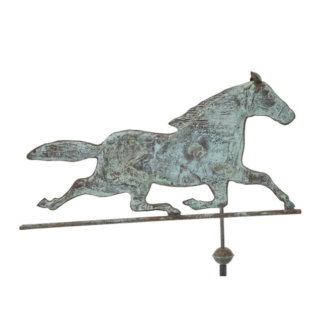 Folk Art Early 20th Century Copper Horse Weathervane on Stand Americana Folk Art Equestrian Mantel or Garden Accent For Sale - Image 3 of 6