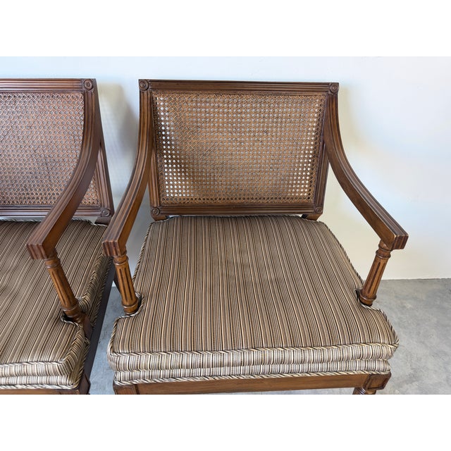 70's Vintage French Louis XVI Style Arm Accent Chairs - A Pair For Sale - Image 10 of 15