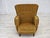 1960s, Danish relax chair. Original honey yellow furniture velour, beech wood legs with brass plugs, brass springs in the...