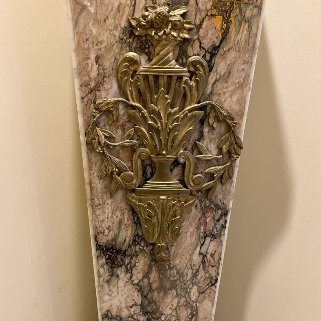 French French Antique Marble Pedestal With Ornate Bronze Motifs For Sale - Image 3 of 10