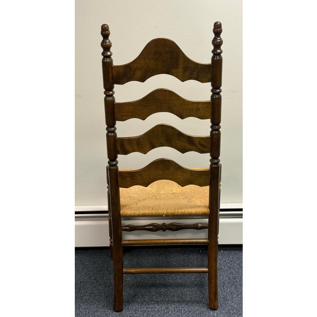 Wood Late 20th Century Early American Ladderback Dining Chairs - Set of 6 For Sale - Image 7 of 12