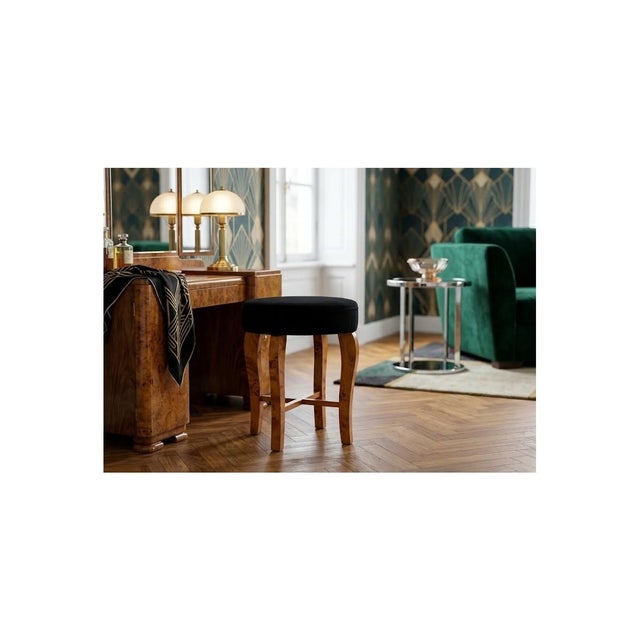 Wood Art Deco Stool, Poland, 1940s For Sale - Image 7 of 7