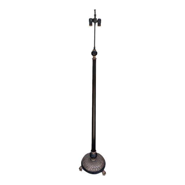Charles Pollock for William Switzer Giltwood & Ebony Turtle Back Floor Lamp For Sale