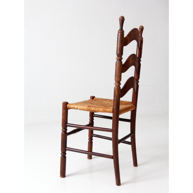 Vintage 1930s Tell City Rush Seat Ladder Back Chair For Sale - Image 6 of 17