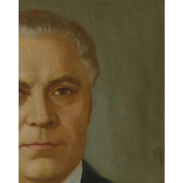 Realism Antique Male Portrait Oil Painting, Socialist Realism, Ukrainian Art 100-80 For Sale - Image 3 of 6