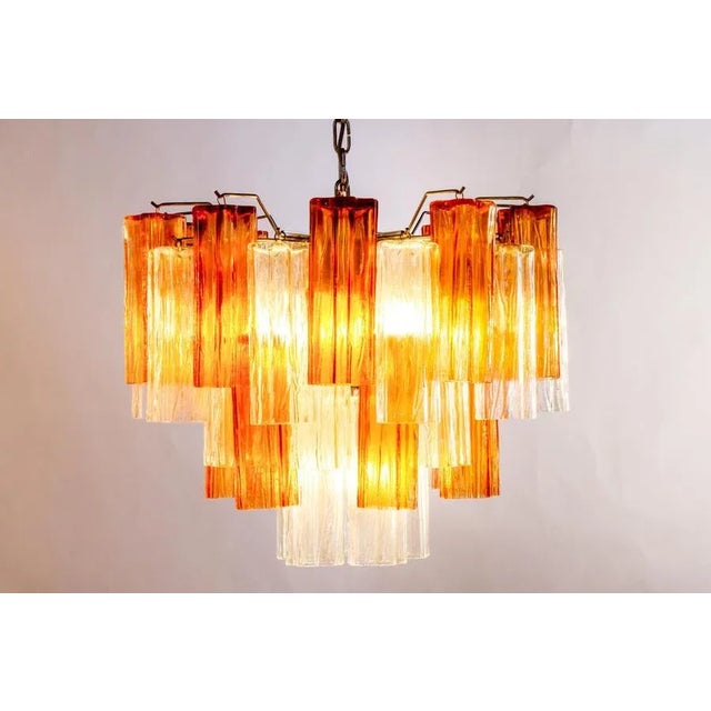 1970s Murano Gold and Clear Glass Tronchi Chandelier, 1970s For Sale - Image 5 of 16
