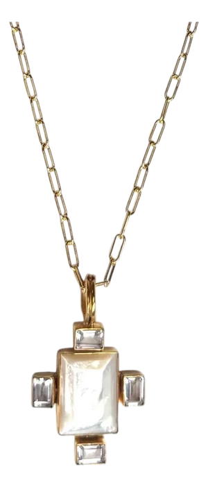 Pearl Block Topaz Necklace