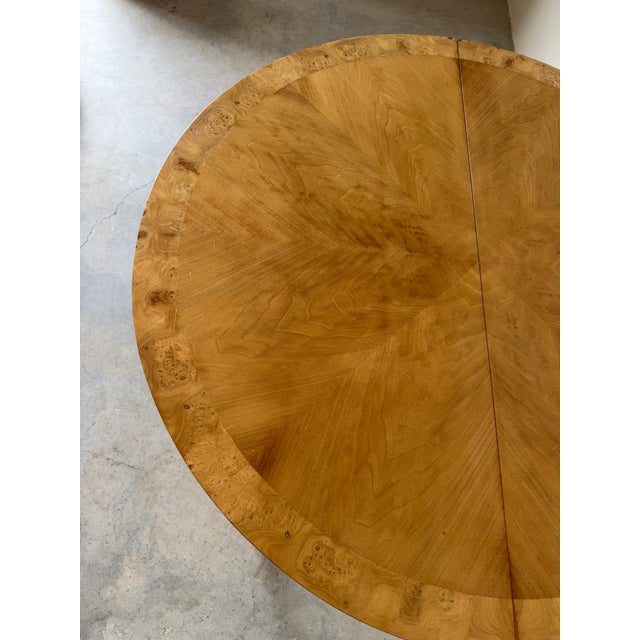 Mid-Century Modern Mid Century Modern Burl Wood Expandable Dining Table For Sale - Image 3 of 18