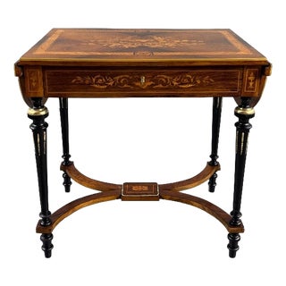 19th Century Napoleon III Marquetry Writing Table For Sale