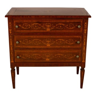 Early 20th Century French Country Marquetry Inlaid Louis XVI Parquetry Satinwood Inlaid Petite Commode For Sale