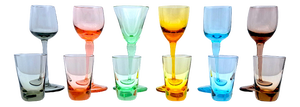 Murano Glass Glasses with Liqueur Glasses and Shot Glasses by V. Nason for Manifattura Di Murano, 1990s, Set of 12