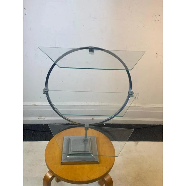 1930s 1930s Art Deco Modernist Chrome & Glass Display Shelf For Sale - Image 5 of 9