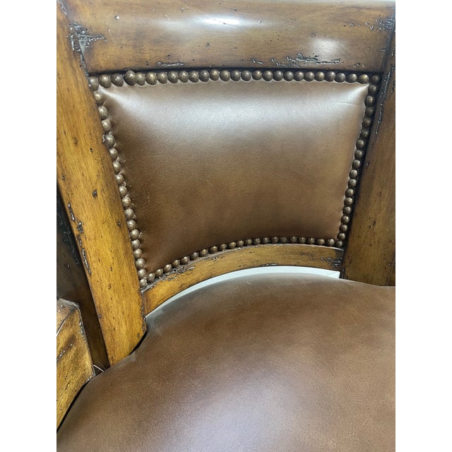 Early 21st Century Leather Swivel Barstools For Sale - Image 5 of 11