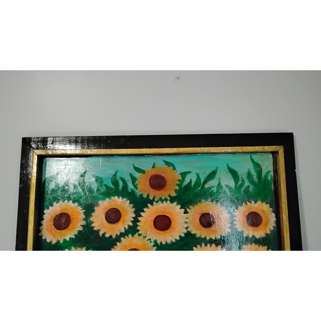 Folk Art Contemporary Lorenzo Scott titled "Sunflowers" For Sale - Image 3 of 10