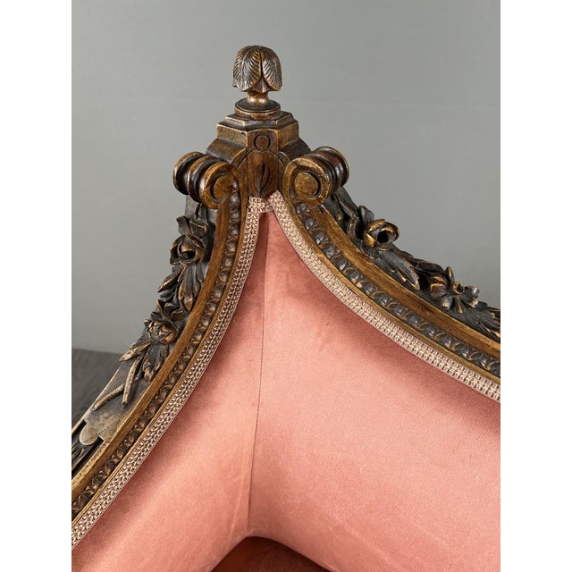 20th Century Louis XVI Style Sofa in Carved Wood and Velvet For Sale - Image 12 of 13