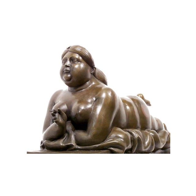 Nude Woman Smoking a Cigarette Sculpture, Bronze For Sale - Image 5 of 9