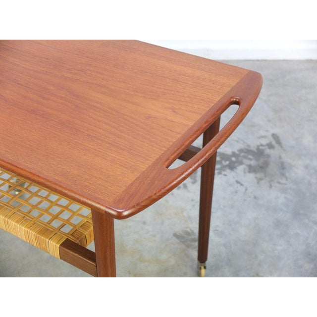 Wood Teak Serving Trolley in the style of Johannes Andersen, 1960s For Sale - Image 7 of 11