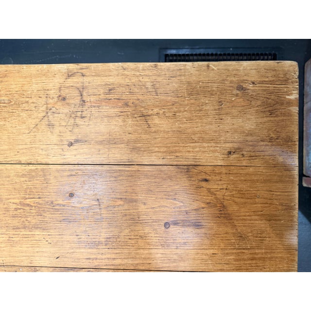 Wood English Pine Coffee Table With Blue Painted Base For Sale - Image 7 of 9