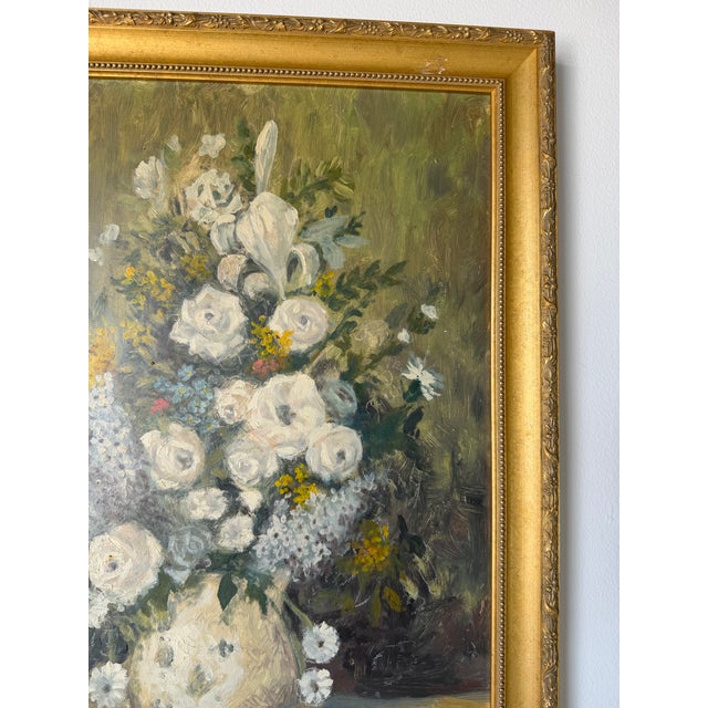 Wood 1980s Vintage Impressionist Floral Still Life Oil on Board Painting, Signed, Framed For Sale - Image 7 of 12