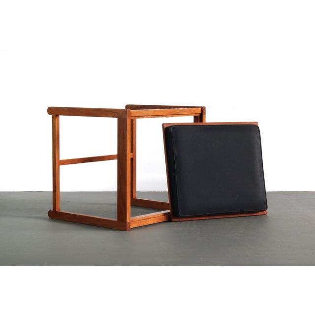 Mid-Century Modern Erik Buch For OD Mobler Footstool / Ottoman in Teak and Leather For Sale - Image 3 of 7