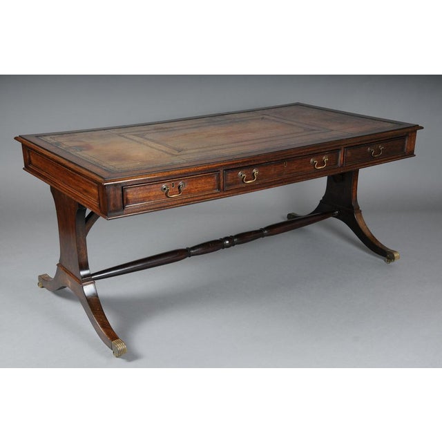 Brown English Mahogany Partner Desk, 1900s For Sale - Image 8 of 18