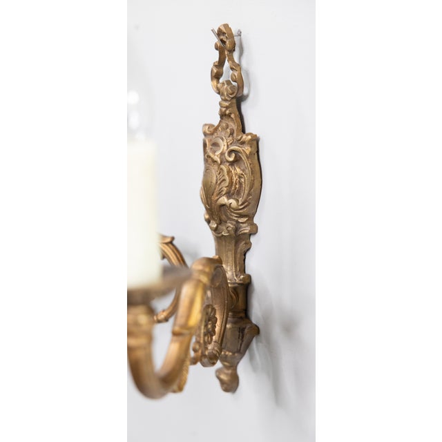 19th Century French Gilt Bronze Wired Wall Sconces - a Pair For Sale - Image 4 of 9