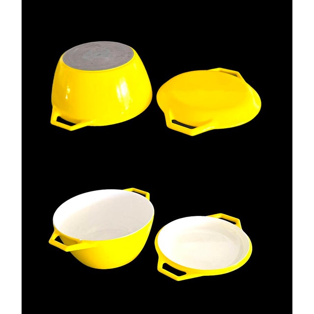 Michael Lax Mid 20th Century Enamel on Cast Iron Dutch Oven Designed by Michael Lax for Copco, 2 Piece Set For Sale - Image 4 of 12