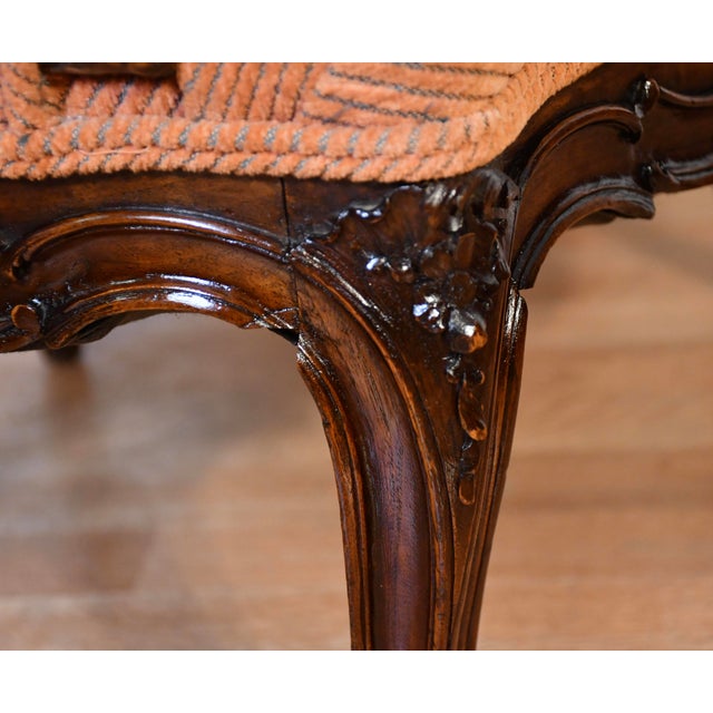 1880 Antique French Louis XV Hand Carved Walnut Spring-Seat Living Room Chair For Sale - Image 9 of 16
