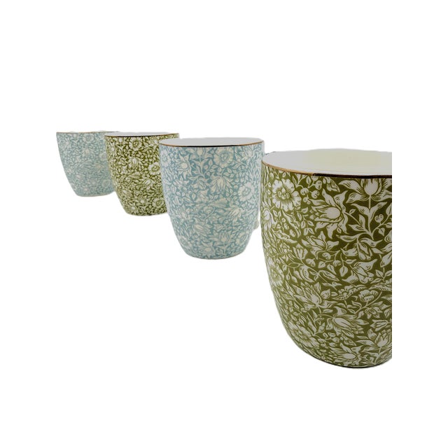 Morris & Co Porcelain Mugs With Blue & Green Classical Floral Vine Motif by William Morris - Set of 4 For Sale In New York - Image 6 of 8