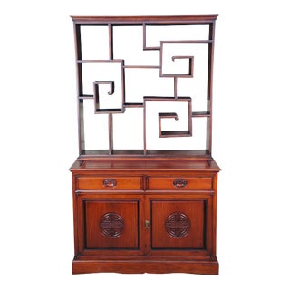 Antique Chinese Chinoiserie Ming Rosewood Etagere Bookcase Console Cabinet 73" For Sale