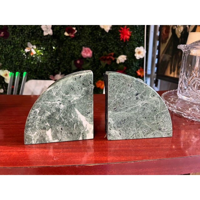 1970s Geometric Minimalist Green Marble Bookends Cpa Design For Sale In Atlanta - Image 6 of 8