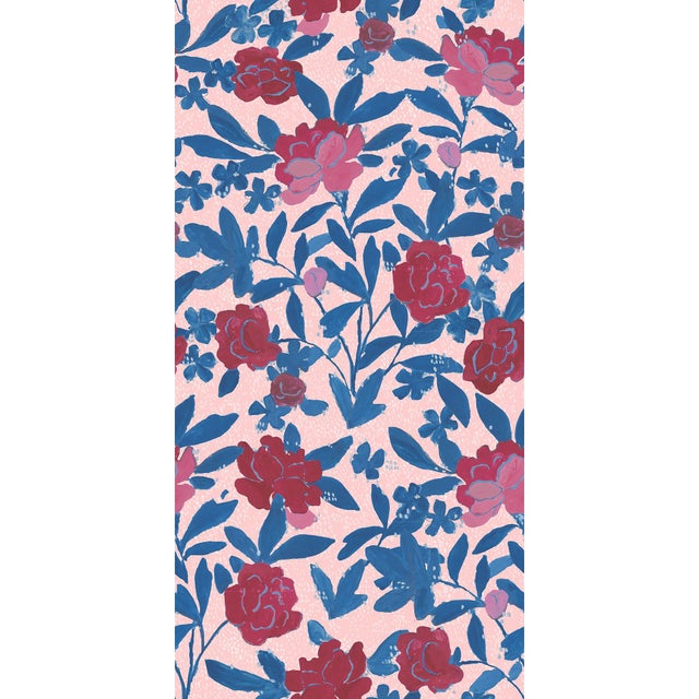 Sample - Large Scale, Floral Bouquet Wallpaper by Paule Marrot in Light Pink For Sale