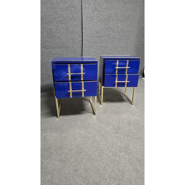 Blue Sapphire Murano Glass Bedside Tables from Justfurnituress SRL, Set of 2 For Sale - Image 9 of 12
